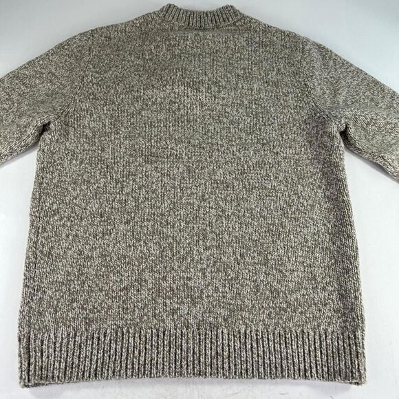 L.L. Bean Mens Lambs Wool Pullover Sweater Siz M Tall 1/4 Button Mock Neck Brown - Picture 2 of 15